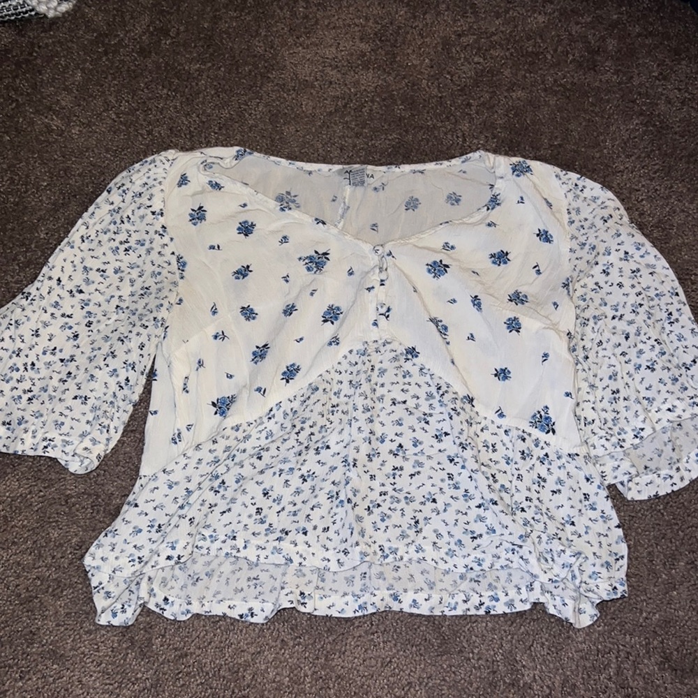 Blue Floral Blouse